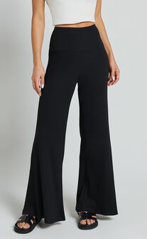 Sammie Pants - Jersey High Waisted Wide Leg Pants in Black