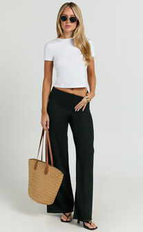 Nova Pants - Knitted Wide Leg Pant in Black