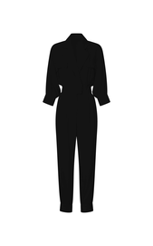 Ayelin Jumpsuit - Linen Look Relaxed 3/4 Sleeve Jumpsuit in Black | Showpo