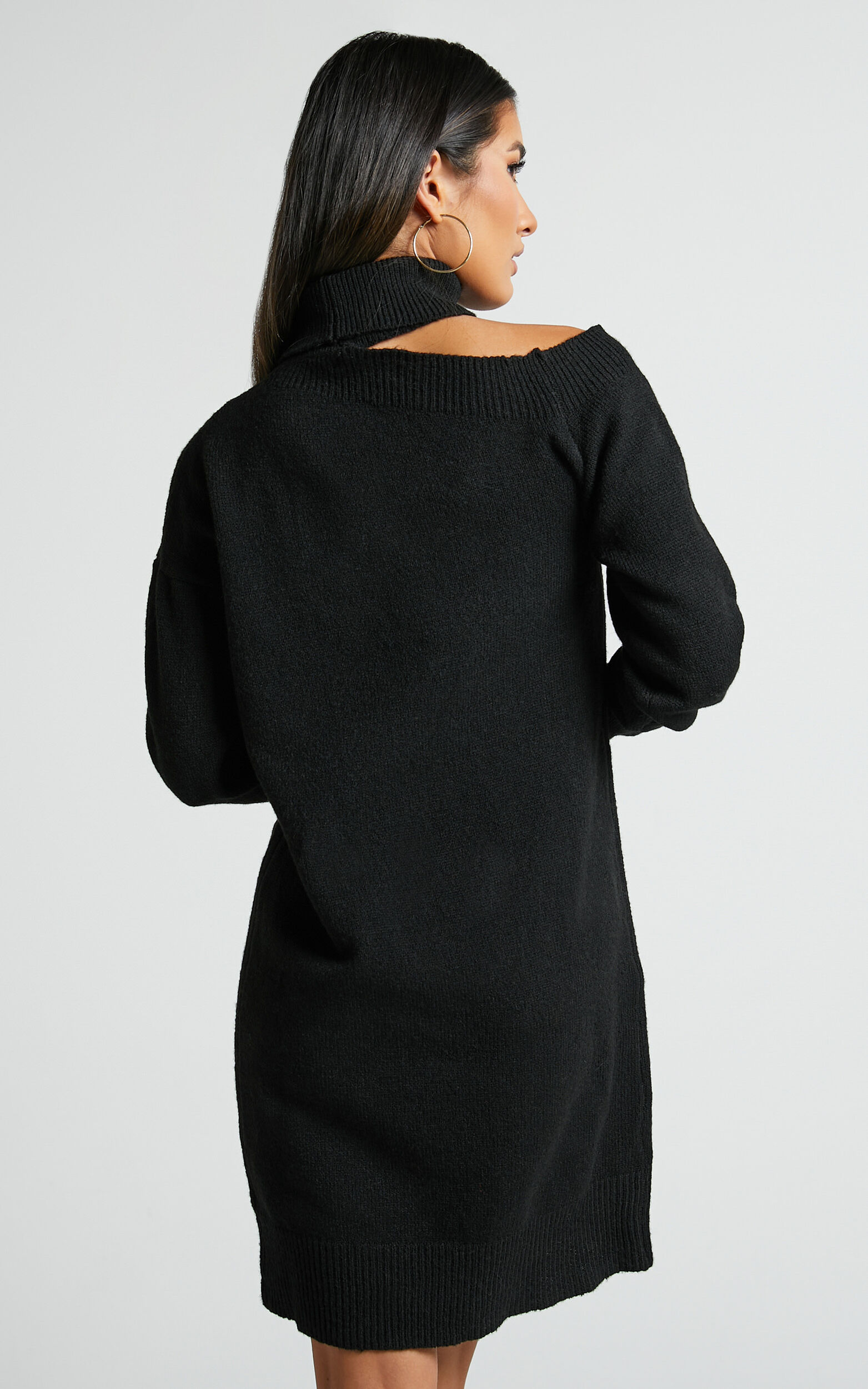 Nino Mini Dress - Asymmetrical Knit Dress in Black | Showpo USA
