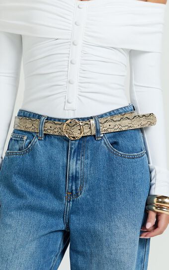 Dale Belt - Snake Thin Belt in Cream