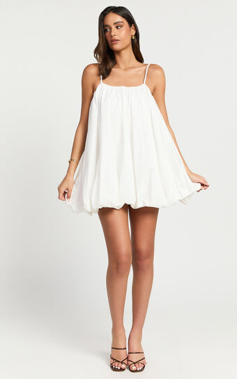 Marites Mini Dress - Bubble Mini Dress in White