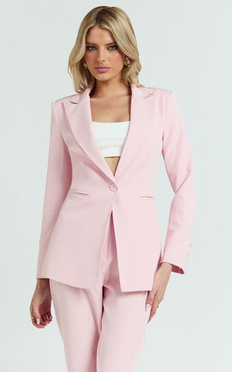Hermie Blazer - Single Breasted Blazer in Pale Pink