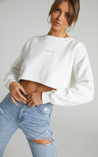 Abrand - A Cropped Oversized Sweater in White Sand