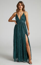 Lady Godiva Dress in Emerald Glitter Tulle | Showpo