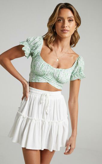 Ester Top in Green Floral