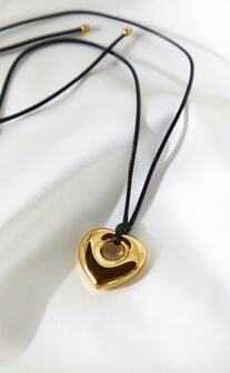 Demelza Necklace - Heart Rope Necklace in Gold