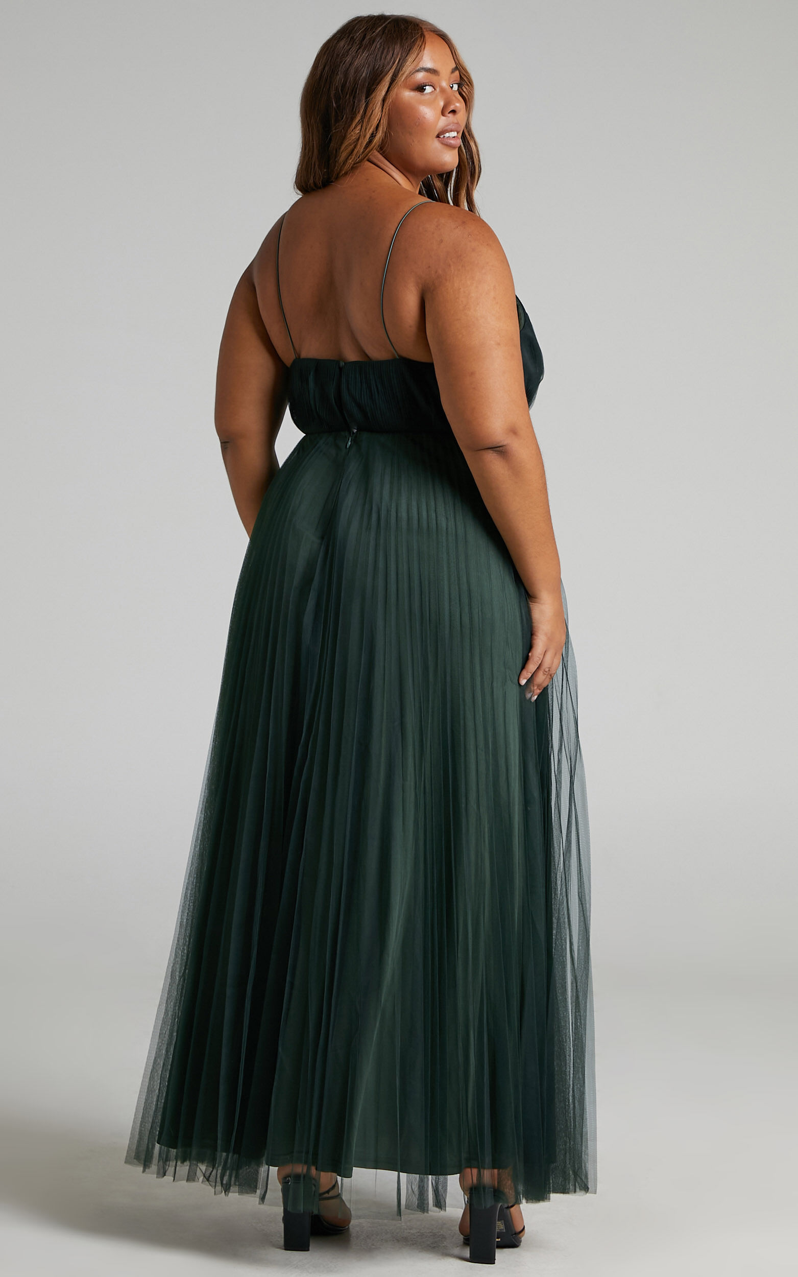 Pleated tulle hotsell maxi dress
