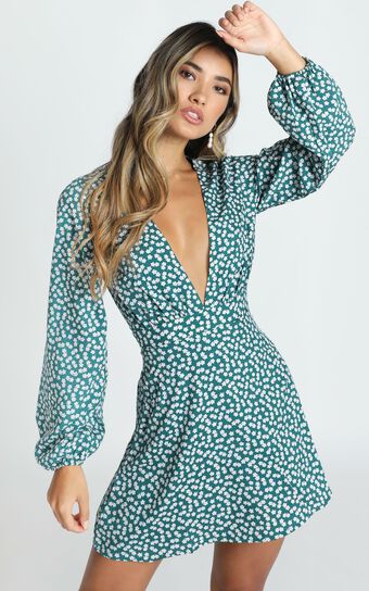 Lace Me Up Dress in Emerald Floral