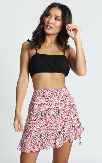Make You Crazy Mini Skirt In Pink Floral