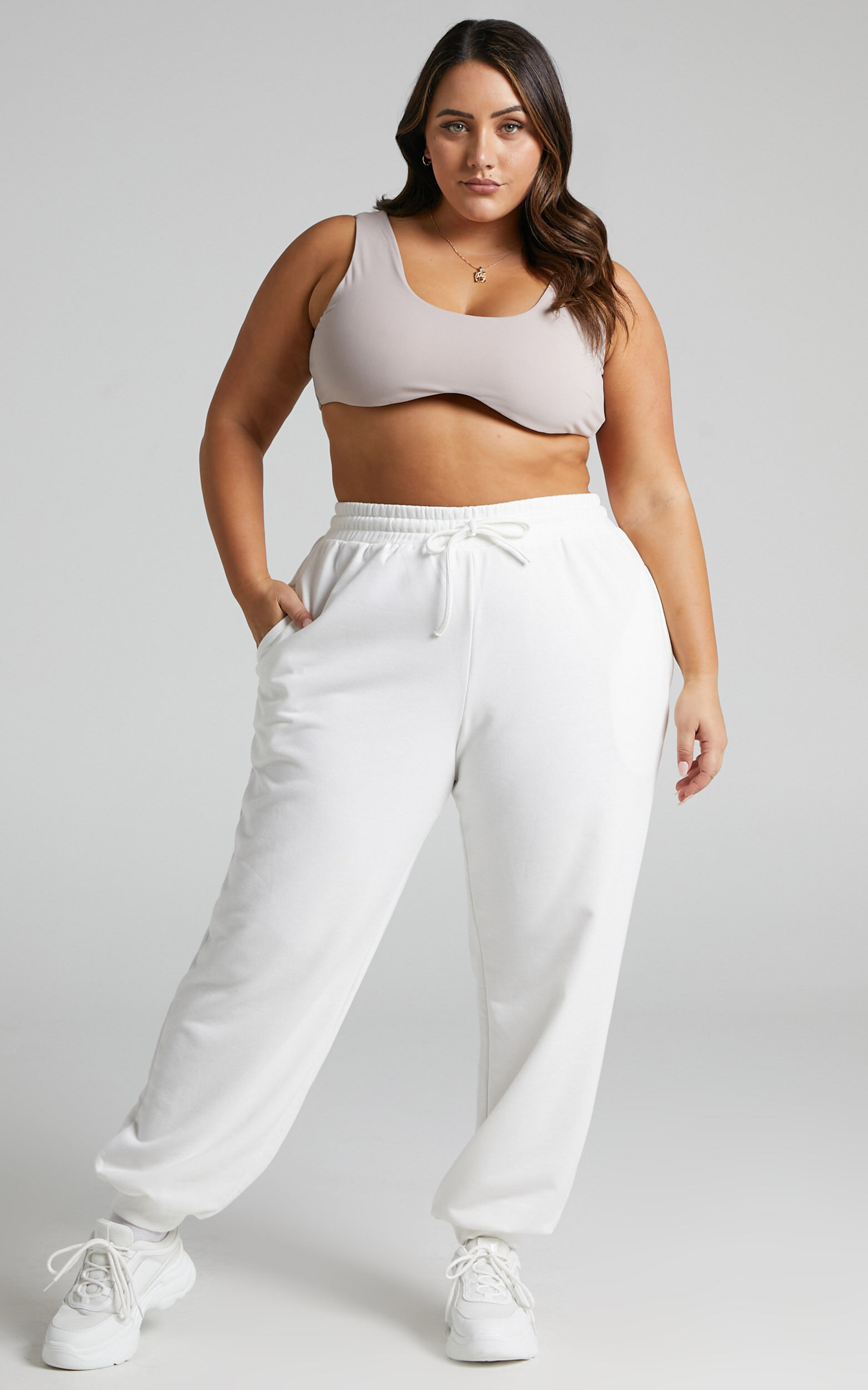 White track bottoms on sale