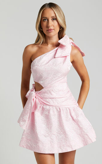 Mathilda Mini Dress - Cut Out Side Wrap Dress in Pink No Brand