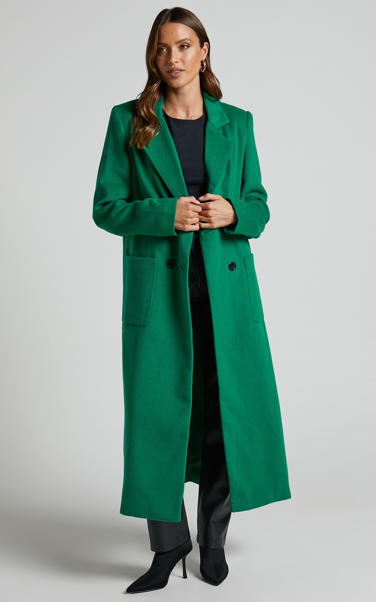 Green longline cheap coat