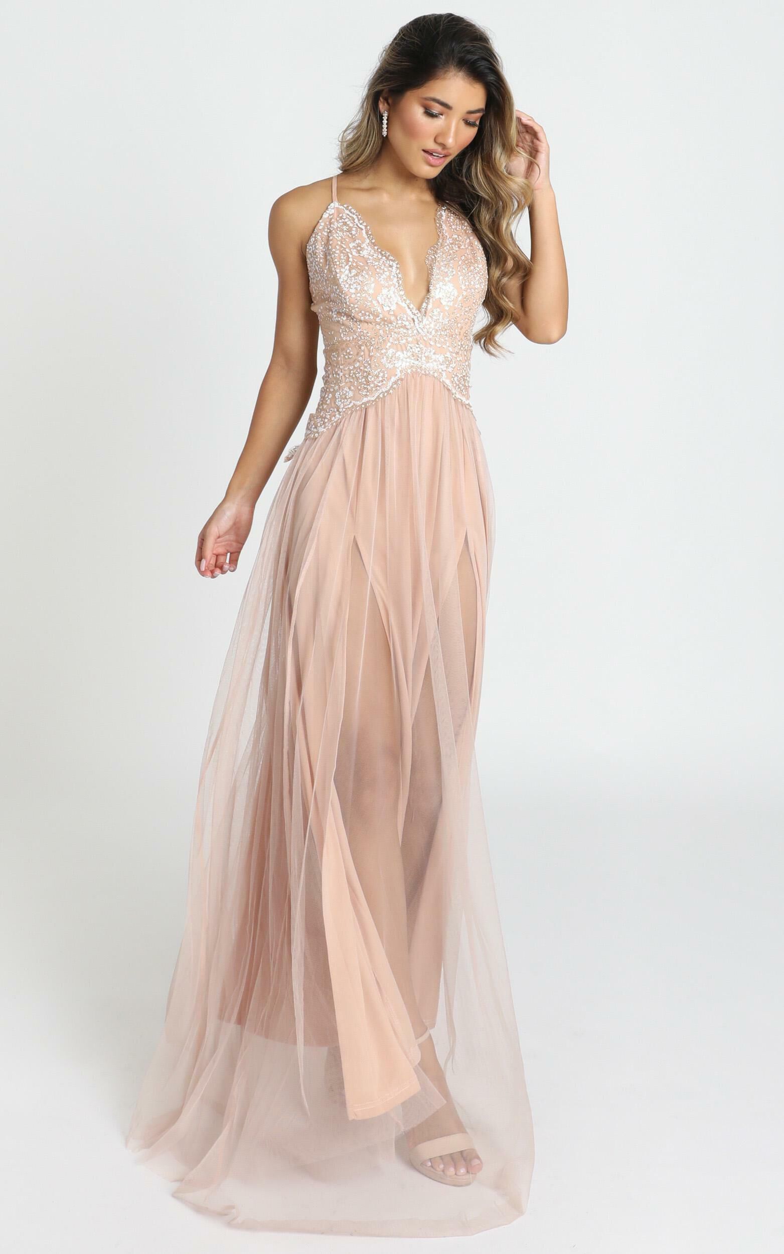 Mesh rose gold dress best sale