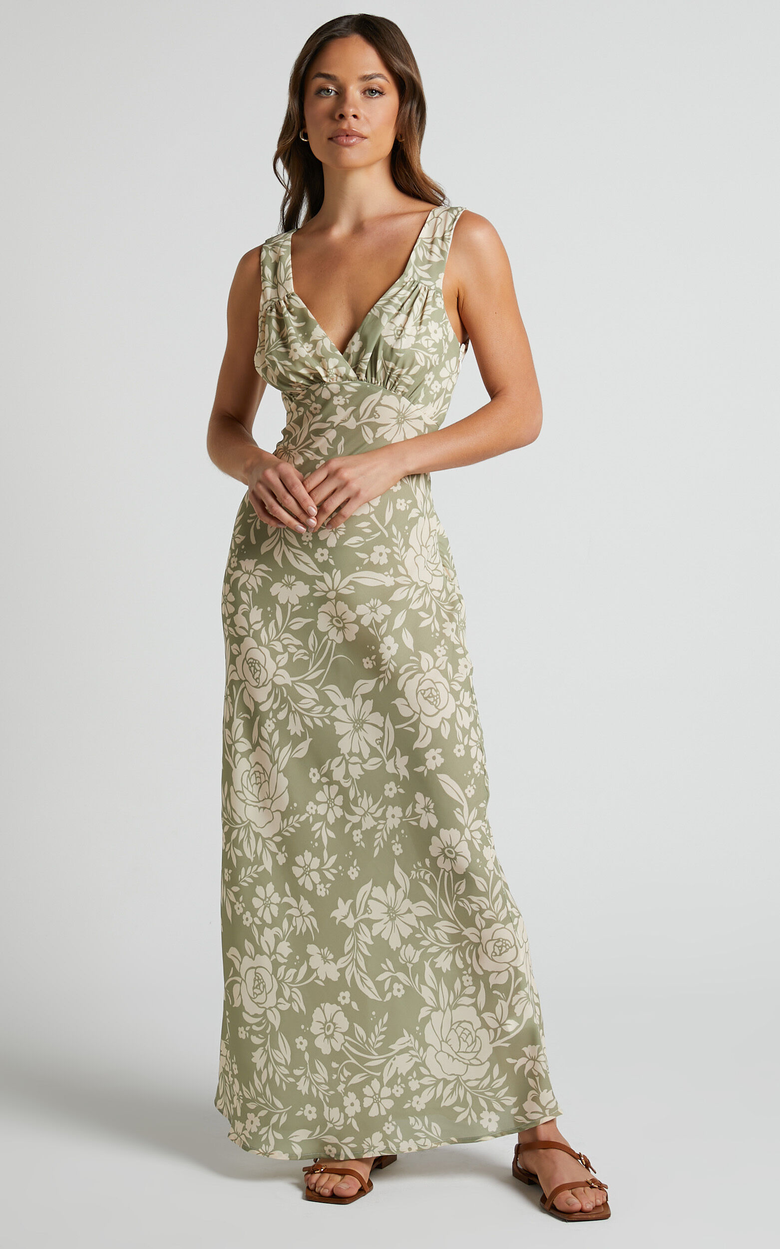 Green deep on sale v dress