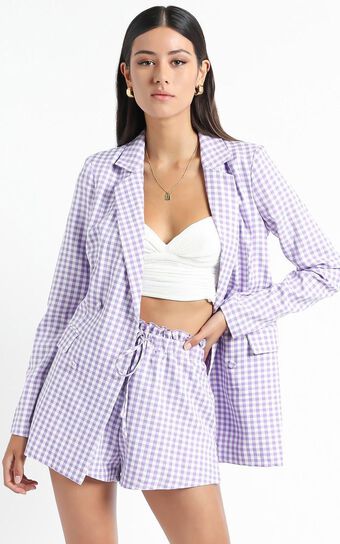 Quick To Win Blazer in Lilac Check