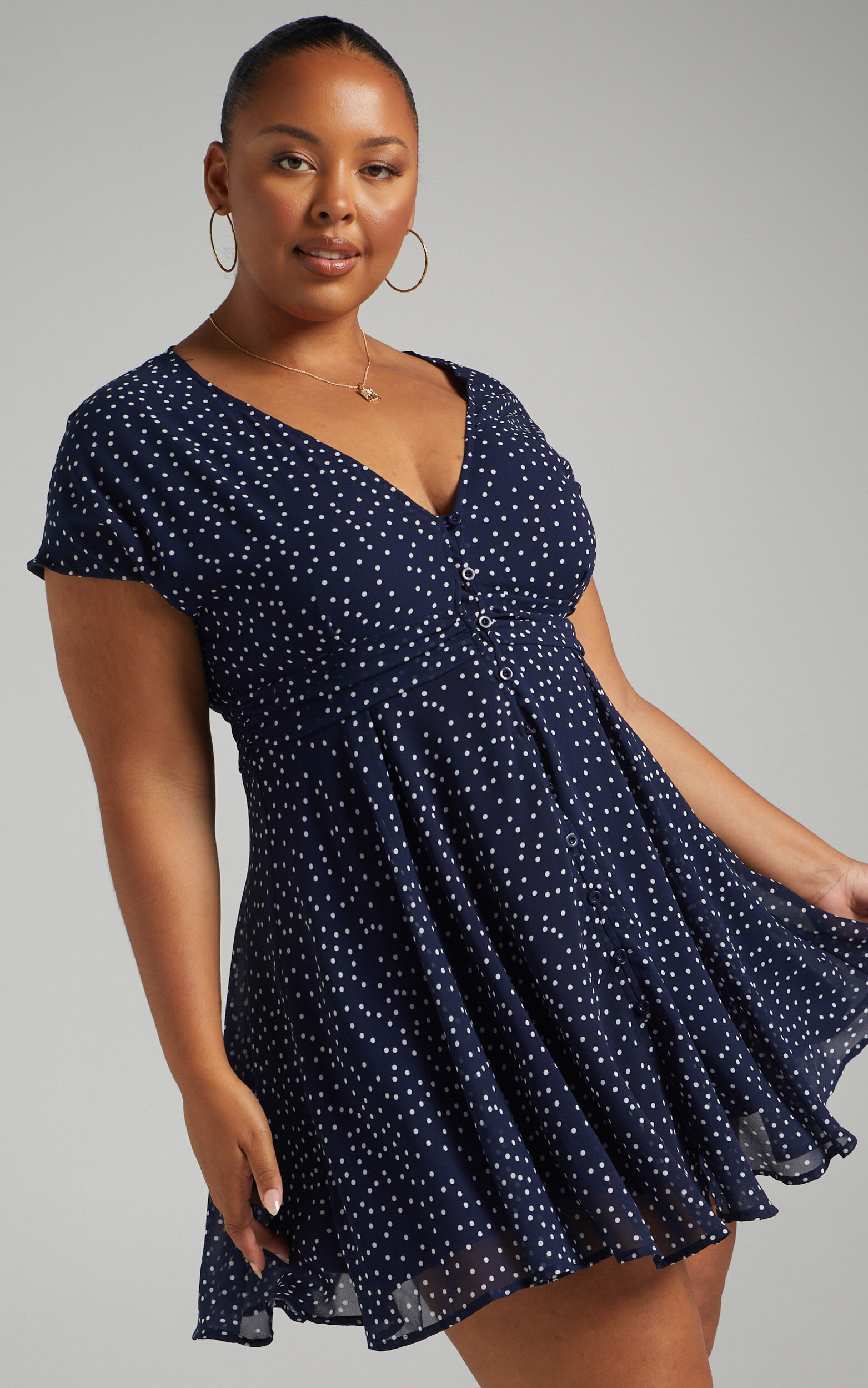 Hey Now Mini Dress In Navy Spot | Showpo USA