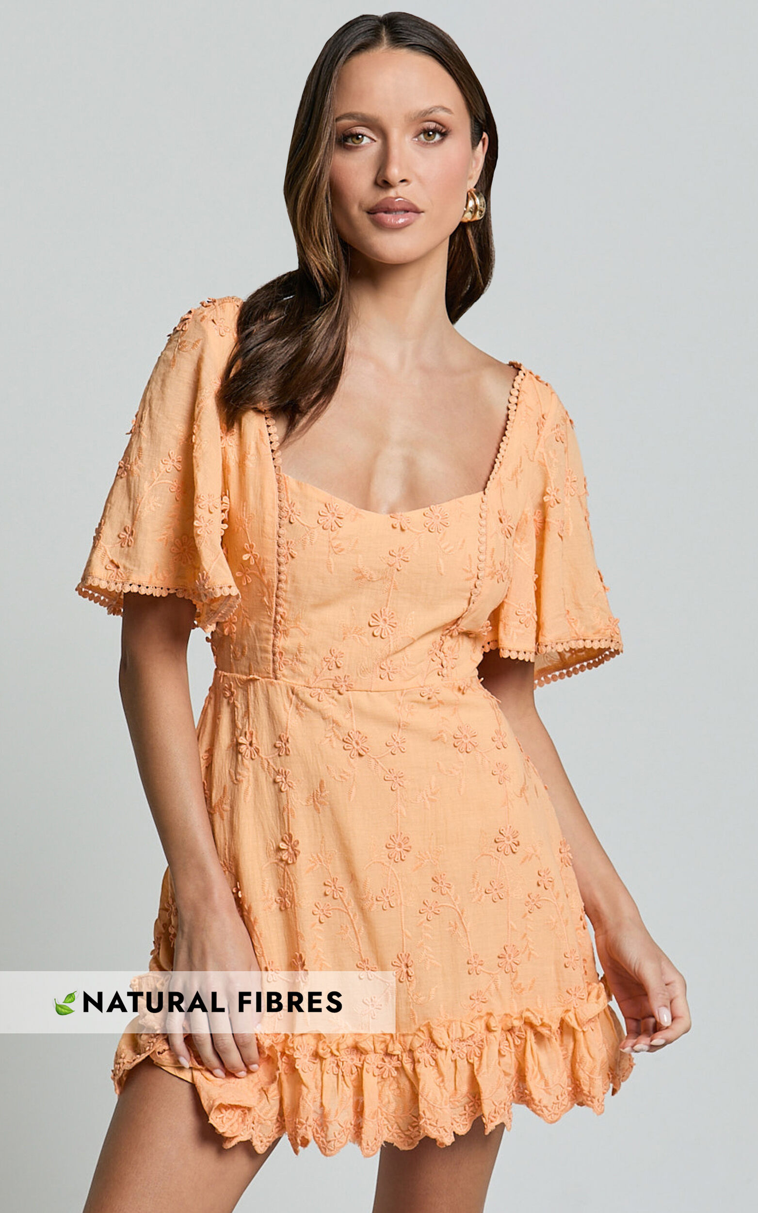 Fancy A Spritz Mini Dress - Square Neck Dress in Peach Fuzz - 06, ORG1
