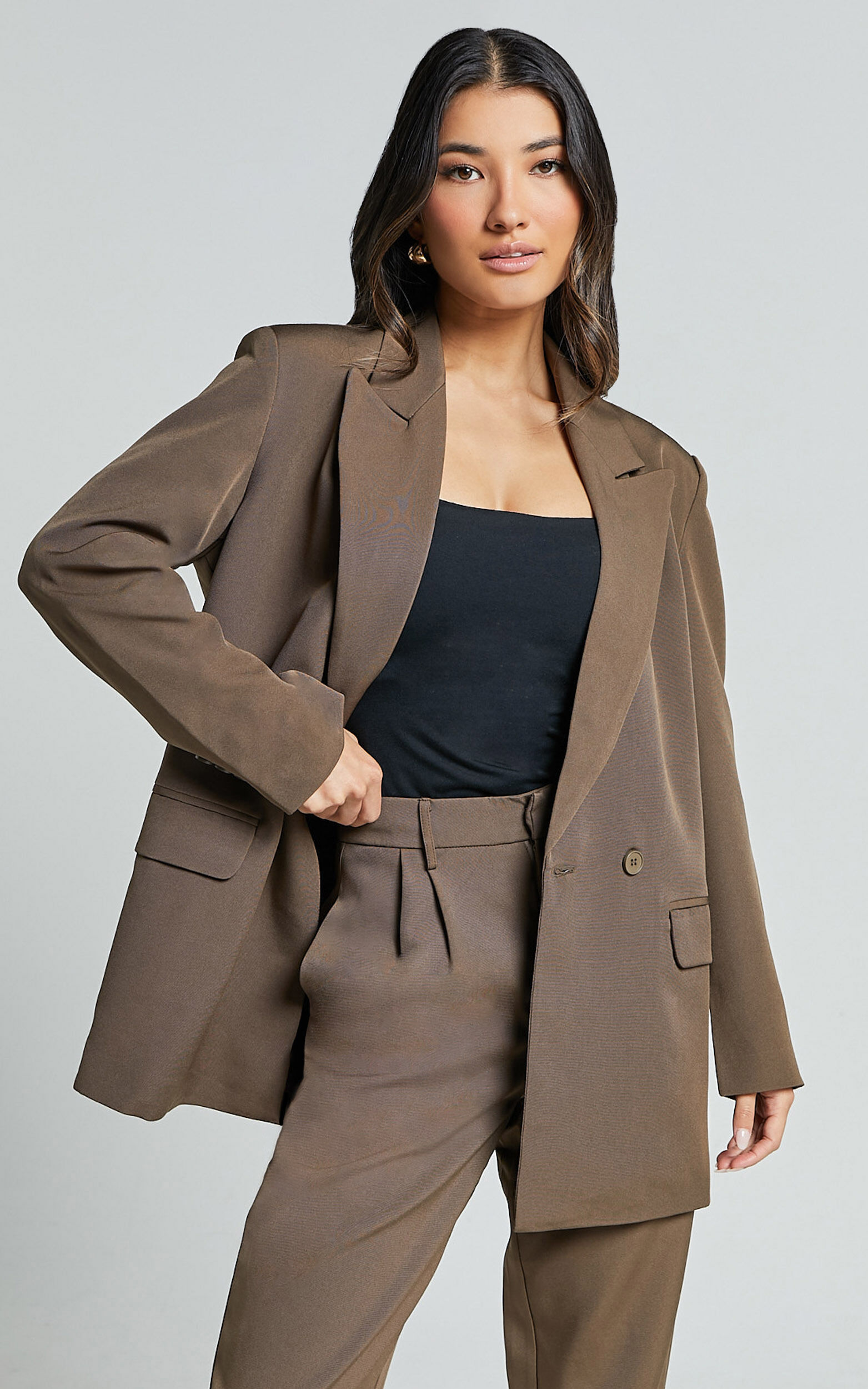 Ophelia Blazer - Double Breasted Blazer in Dark Olive - 06, GRN1