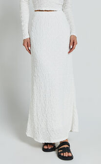 Jackie Midi Skirt - High Elasticated Waist Skirt in White