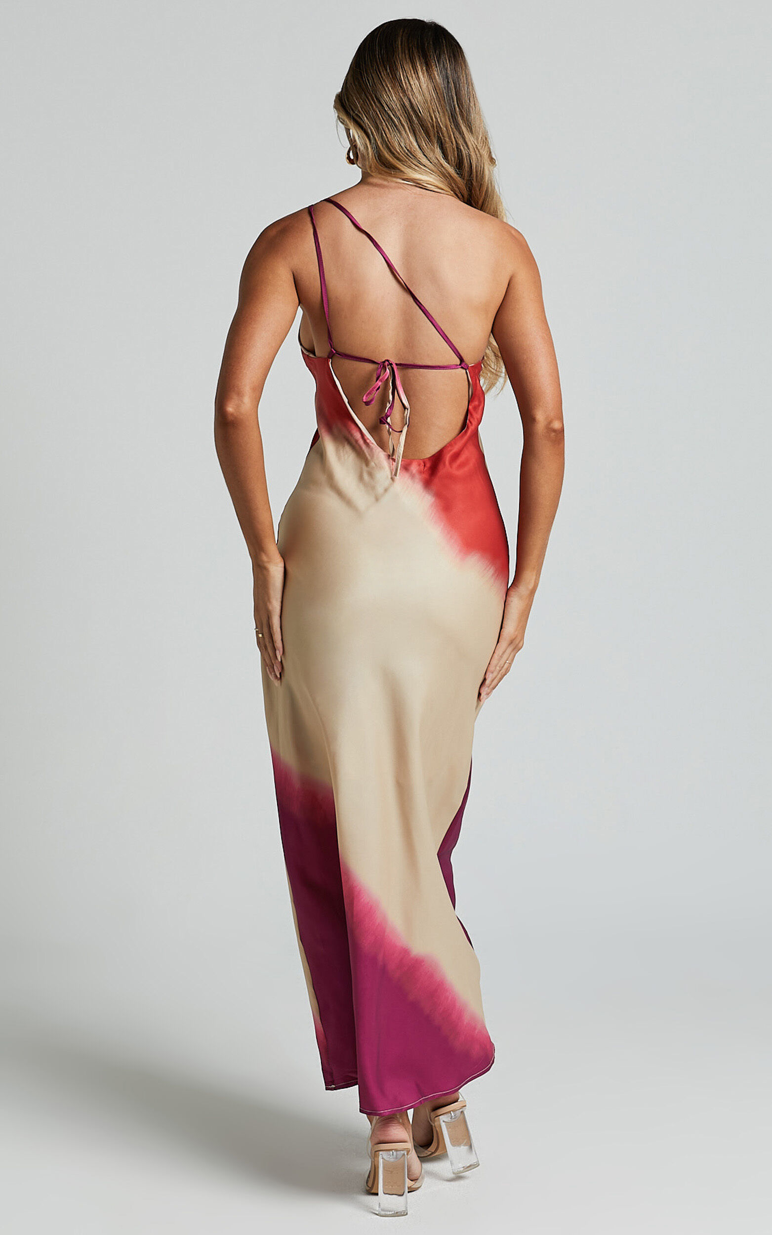 Marnie Midi Dress One Shoulder Dress in Pink Ombre Showpo