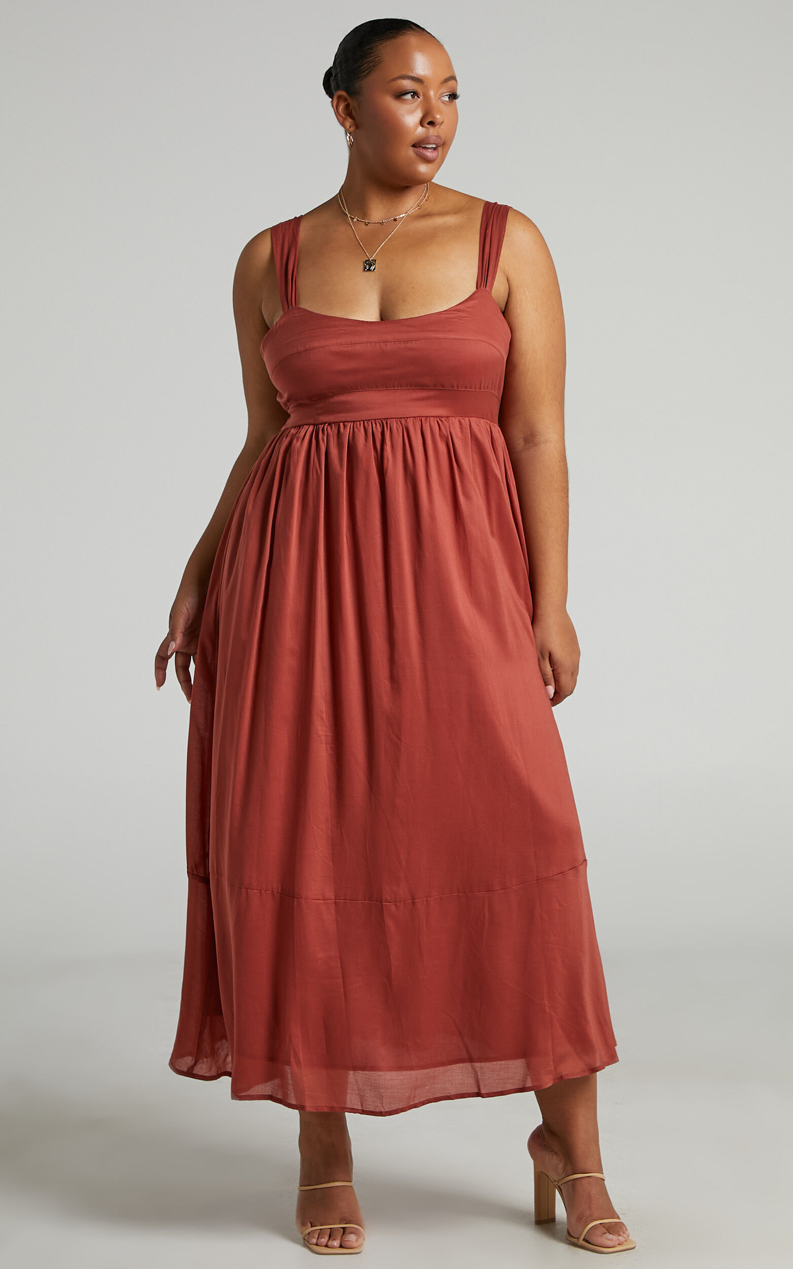 Amalie The Label Kai Double Tie Back Midi Dress in Burnt Rose Showpo USA