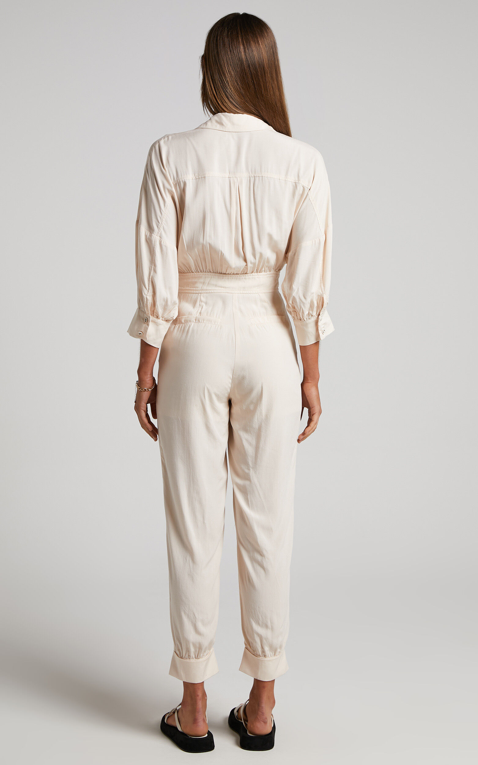 Cream linen jumpsuit new arrivals