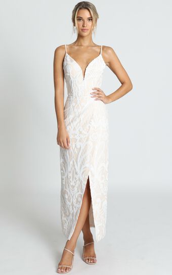 This Is Love Gown In White Sequin