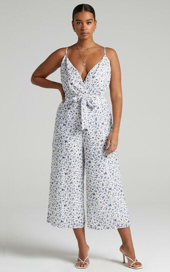 Thought Provoking Jumpsuit in White Floral
