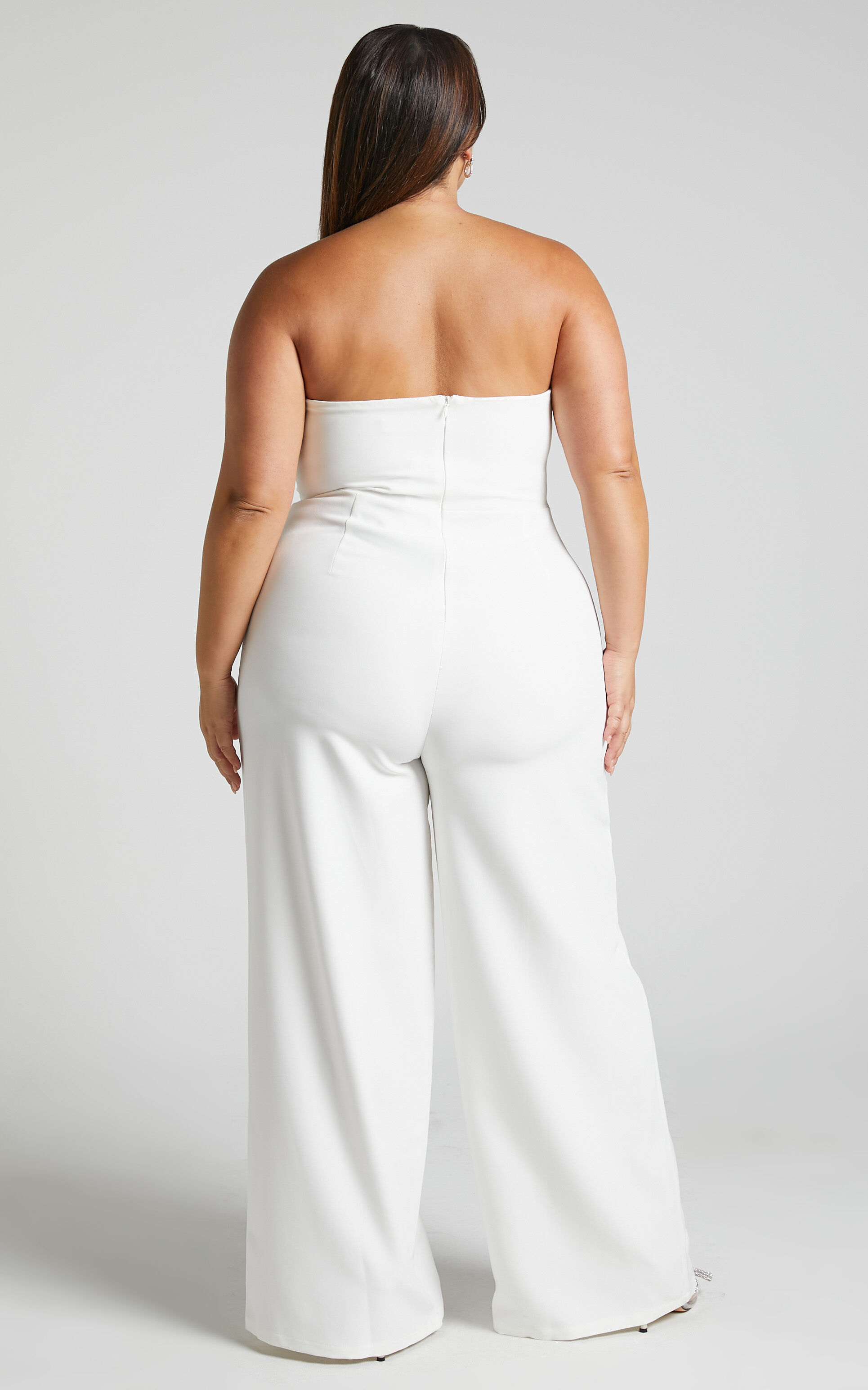 White bridal jumpsuit plus size on sale