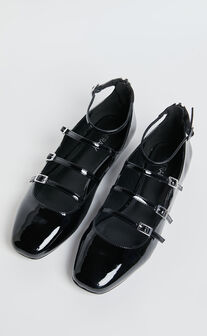 Therapy - Odile Mary Jane Flat Shoes in Black Patent