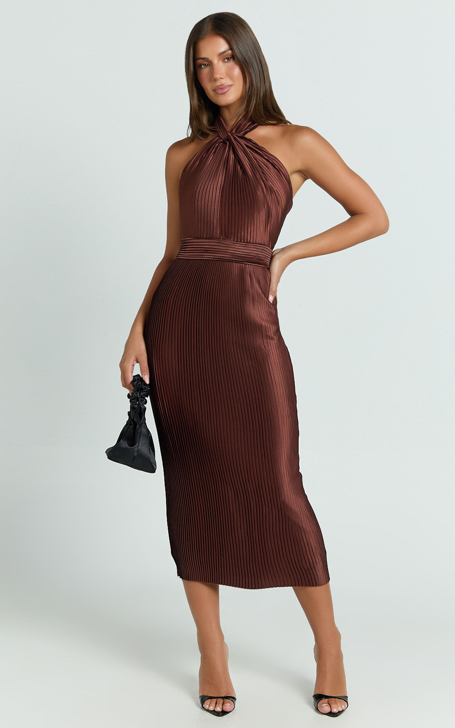 ★BADBLOOD★ Oval Logo Halter Neck Midi Dress Chocolate Badblood Oval Logo Halterneck Midi Dress Black – BBGSHOPHK