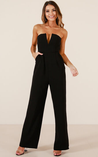 Catching Up Jumpsuit In Black