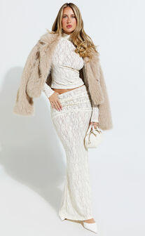 Kathleen Top - Turtle Neck Long Sleeve Jersey Top in Cream