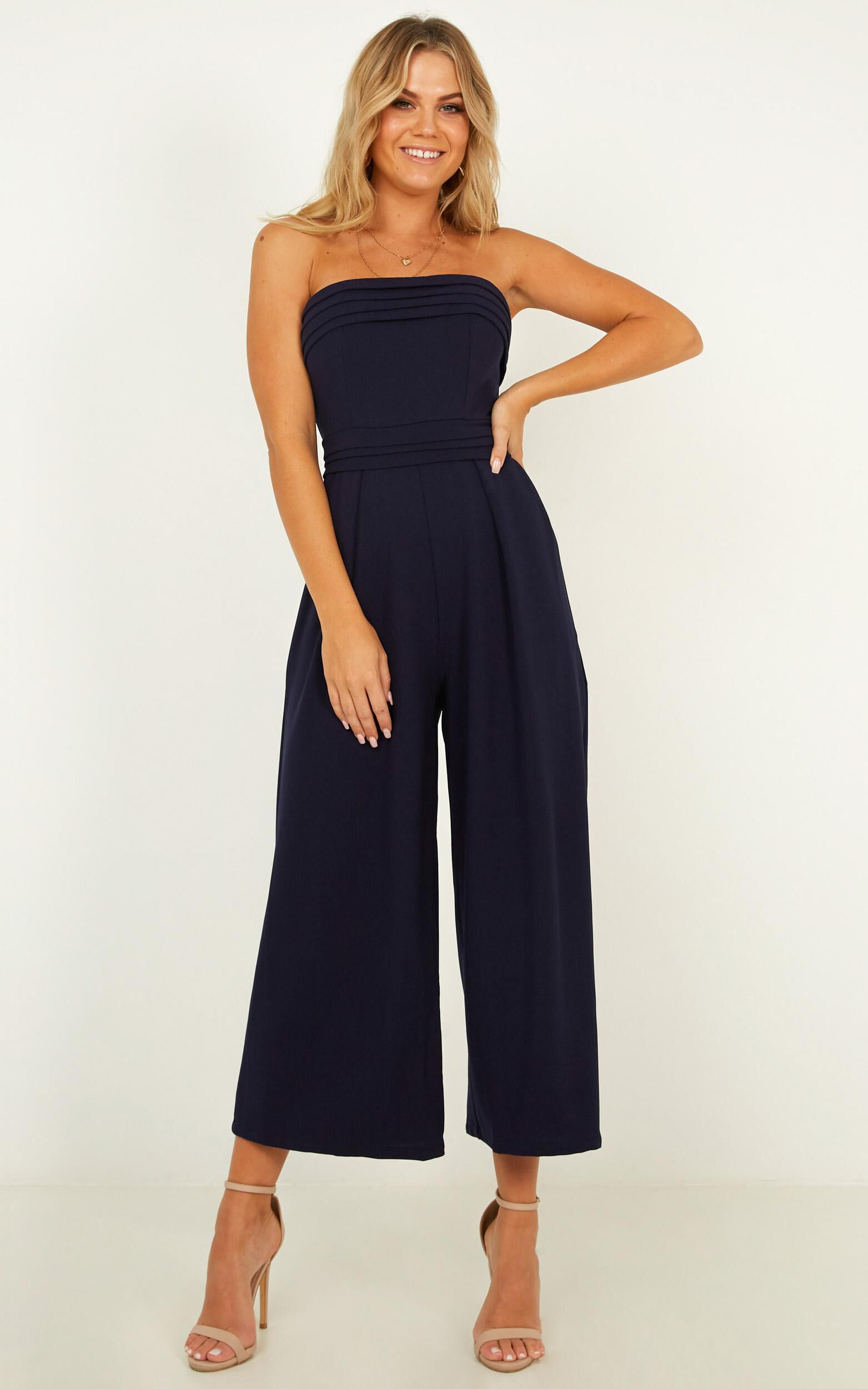 Showpo navy jumpsuit discount