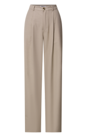 Izara Trousers - Mid Rise Relaxed Straight Leg Tailored Trousers in Oatmeal | Showpo USA