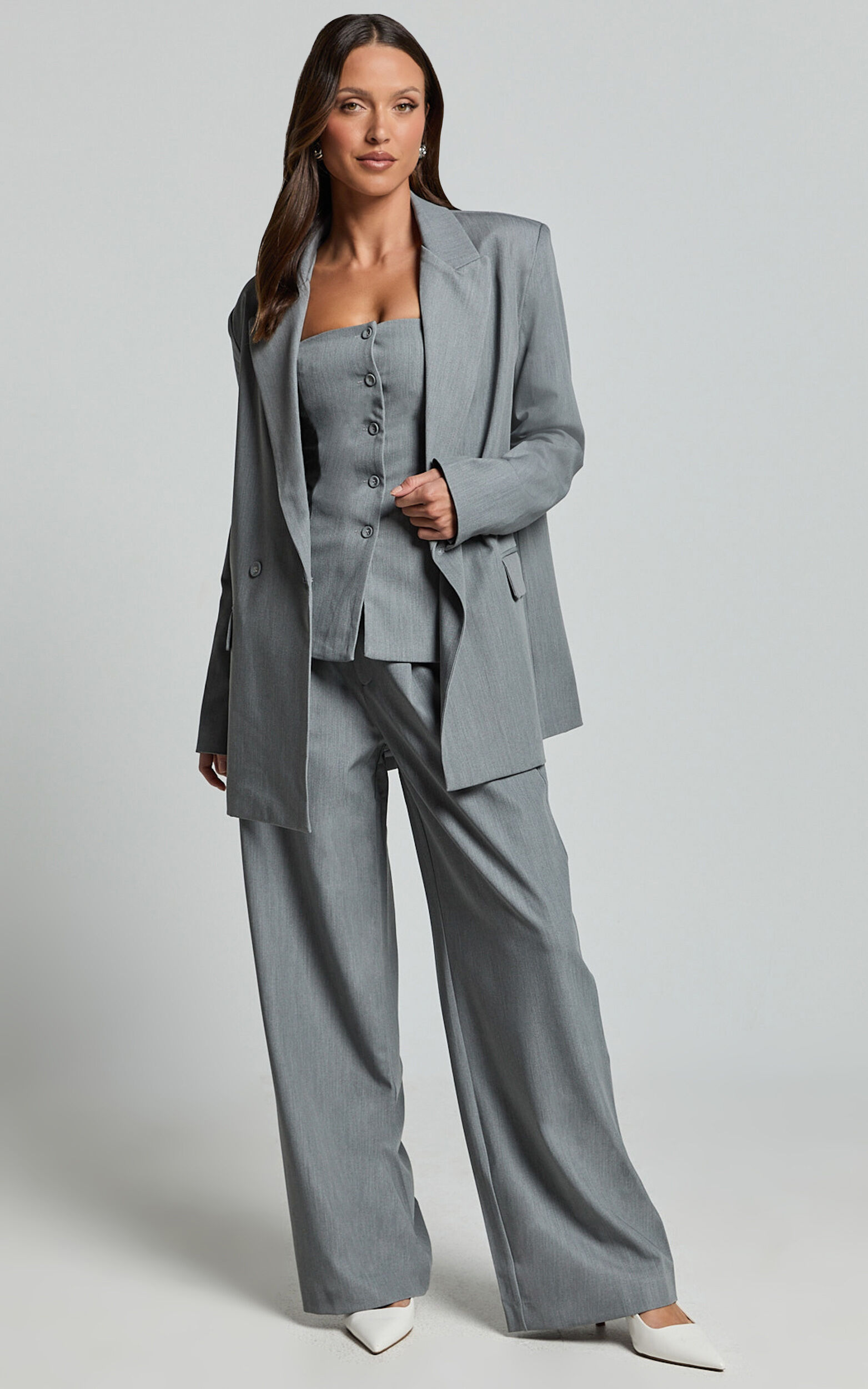 Hope Blazer - Oversized Double Breasted Blazer in Grey - 06, GRY1