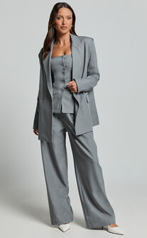 Hope Blazer - Oversized Double Breasted Blazer in Grey