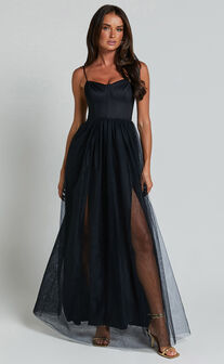 At The Altar Midi Dress - Bodice Dress in Black