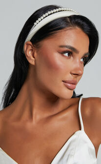 Lauren Headband - Pearl Double Headband in White