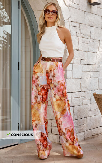 Amalie The Label - Chamika Linen Blend Wide Leg Pants in Marsielle Print