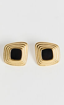 Gena Earrings - Square Stud Earrings in Gold