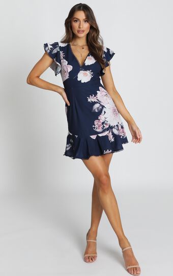 Row Of Daisies Dress In Navy Floral