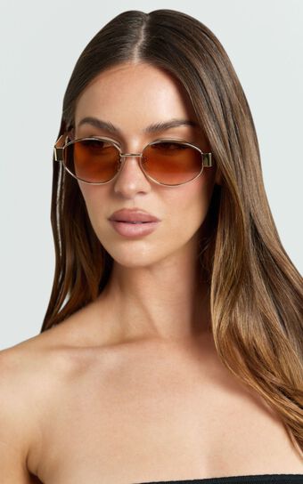 Marcia Sunglasses - Oval Shape Sunglasses in Pink/Gold