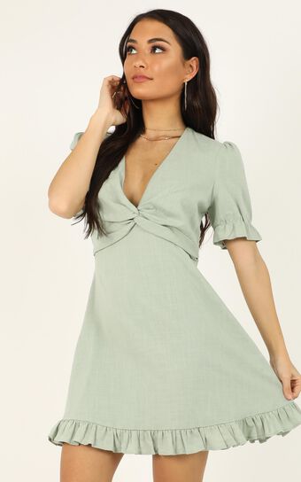 Under Your Influence Dress In Sage