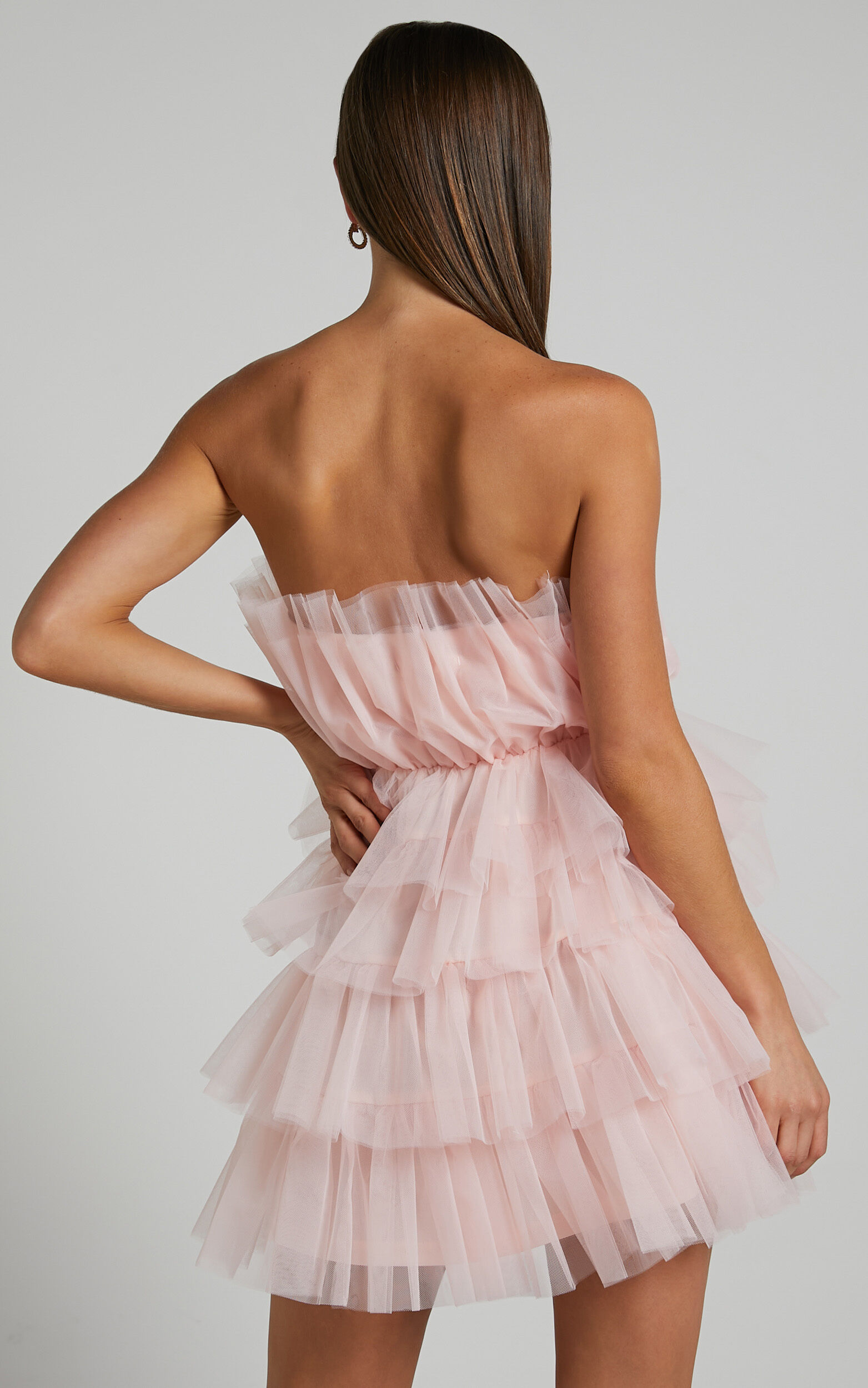 Pale pink fit and flare dress outlet