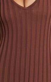 Maya Midi Knit Dress - Sleeveless V Neck Knited Dress in Dark Chocolate | Showpo