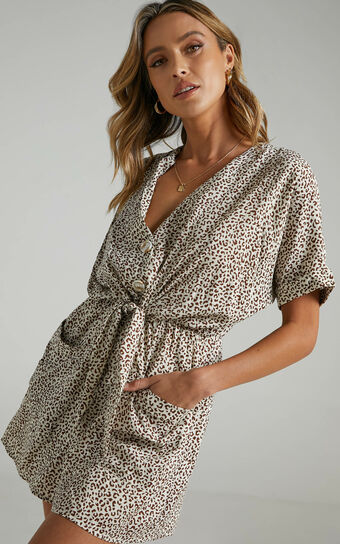 Ruthie Playsuit in Leopard Print
