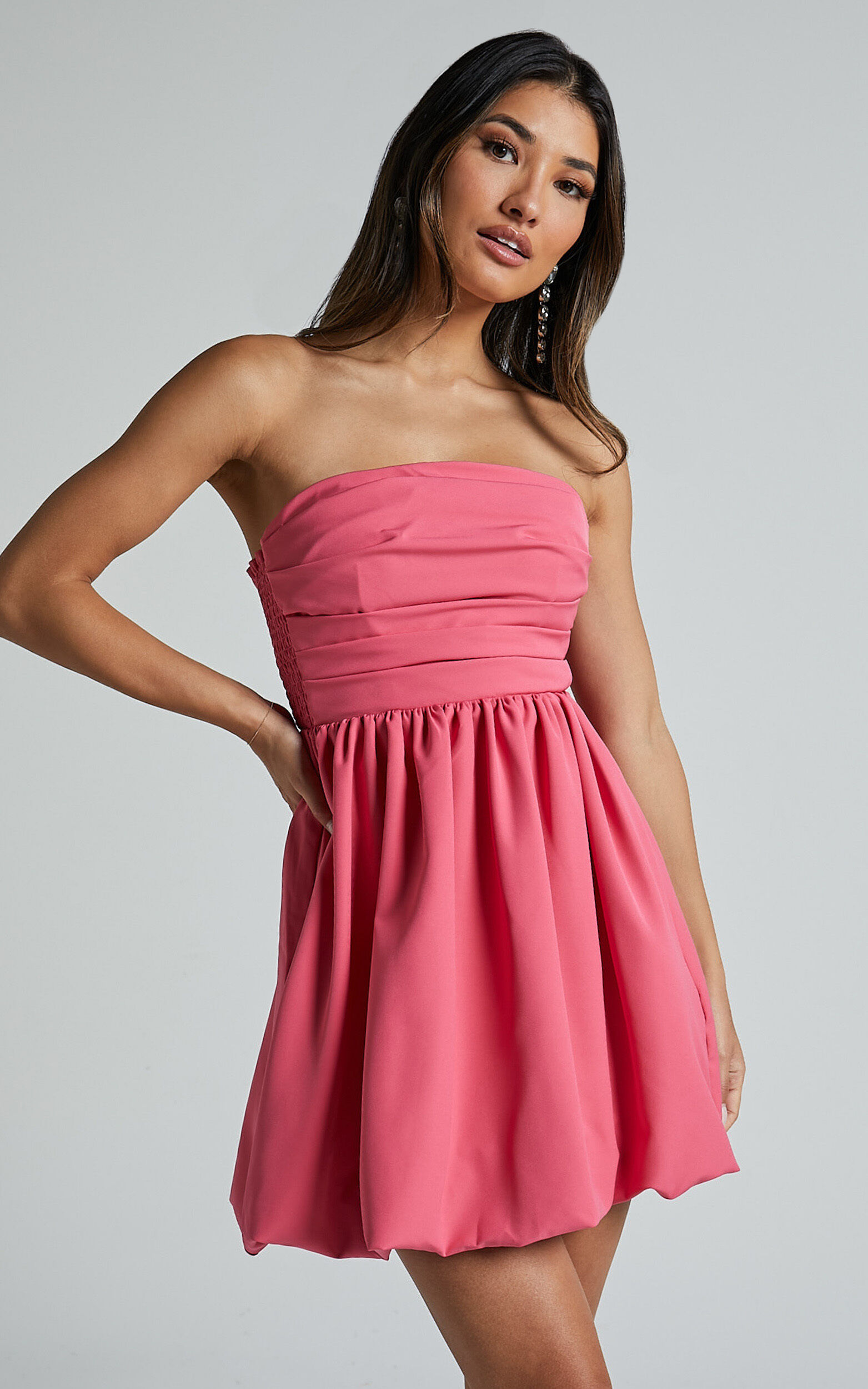 Shaima Mini Dress - Strapless Dress in Fondant Pink - 04, PNK1