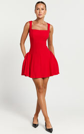 Pippa Mini Dress - Fit and Flare Babydoll Mini Dress in Red | Showpo EU